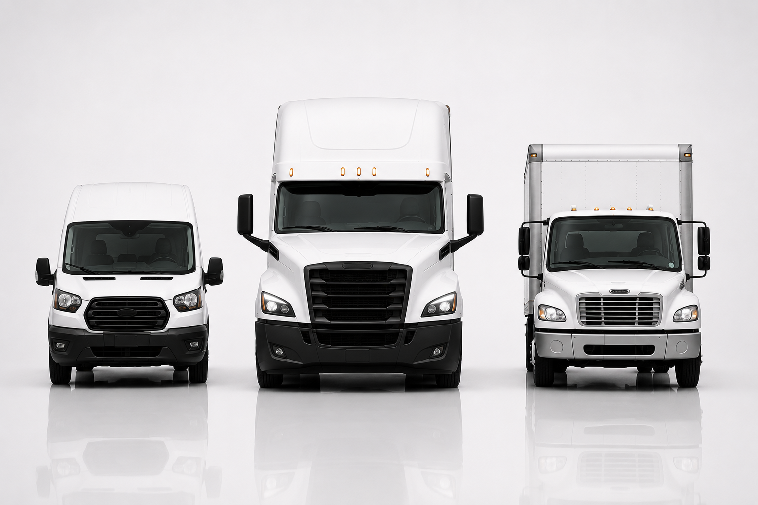 PUBBA Logistics cargo van, 26FT box truck, and tractor-trailer transportation fleet