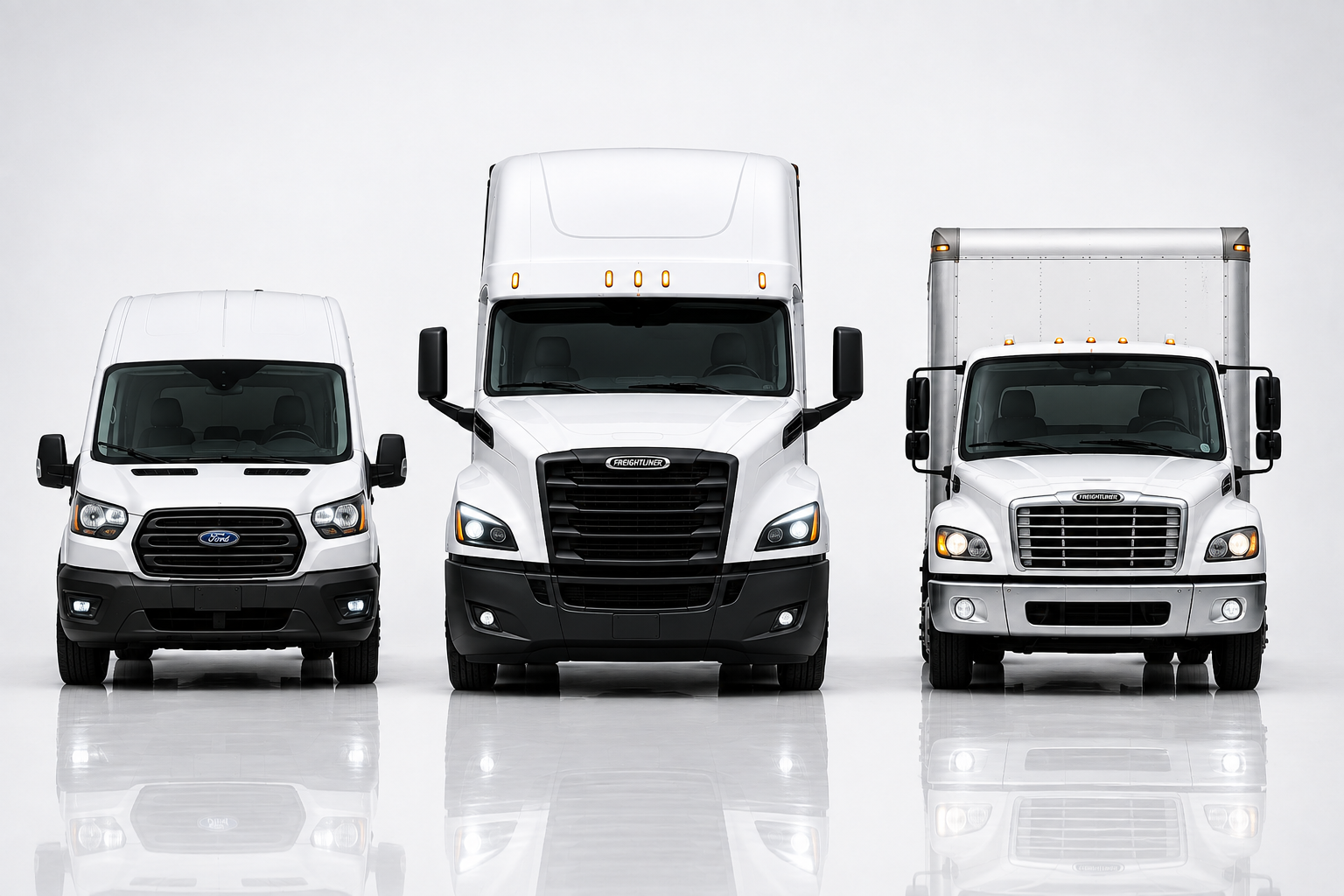 PUBBA Logistics cargo van, 26FT box truck, and tractor-trailer transportation fleet